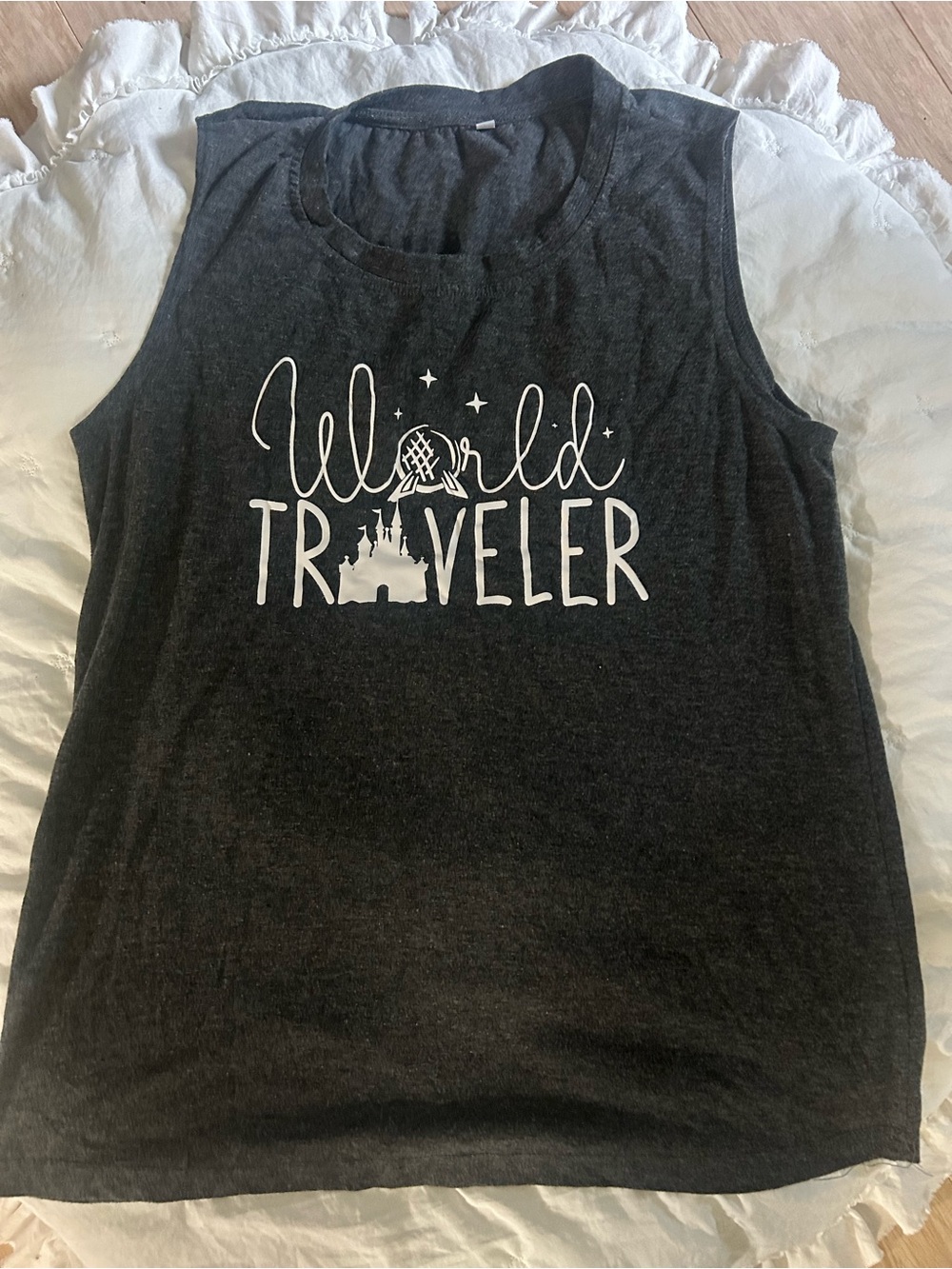 World Traveler Graphic Tank Top - dark grey